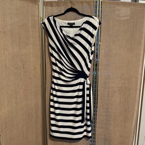 Ralph Lauren Navy and White Striped Gathered Dress 10